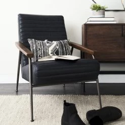 Mercana Seth Black Leather Chair Furniture