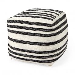 Mercana New Arrivals Black & White Striped Pouf