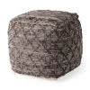 Mercana New Arrivals Gray Leather Patterned Pouf