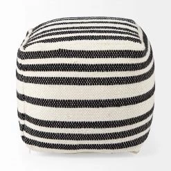 Mercana New Arrivals Black & White Striped Pouf