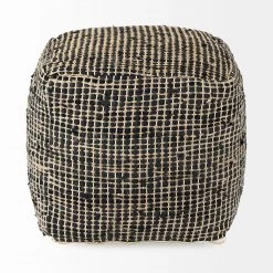 Mercana Charcoal Leather Jute Pouf New Arrivals
