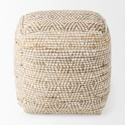 Mercana Cream & Beige Cotton Pouf