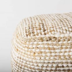 Mercana Cream & Beige Cotton Pouf