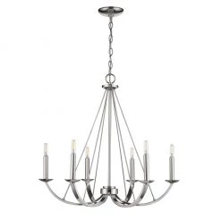 HOME Enhancements Lighting Valentina 6 Light Polished Nickel Chandelier