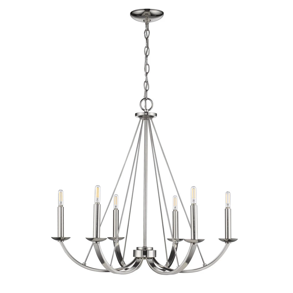 HOME Enhancements Lighting Valentina 6 Light Polished Nickel Chandelier 3 HOME Enhancements Lighting Valentina 6 Light Polished Nickel Chandelier
