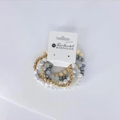 Soireeline Grey Stone & Wood Bead Bracelet Bundle