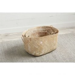 Mudpie Whitewash Seagrass Basket New Arrivals