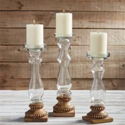 Mudpie Glass Beaded Candlestick