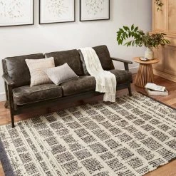 Loloi Rugs Alice Rug Cream/Charcoal Ticking