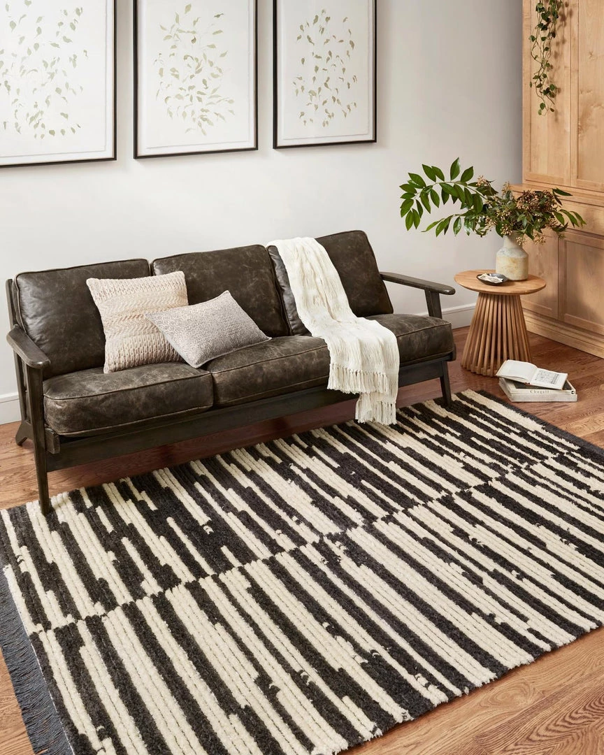 Loloi Alice Rug Cream/Charcoal Stripe Rugs 4 Loloi Alice Rug Cream/Charcoal Stripe Rugs