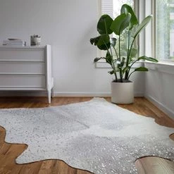 Loloi Rugs Bryce Faux Cow Hide Rug Grey/Silver