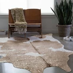 Loloi Bryce Faux Cow Hide Rug Taupe / Champagne