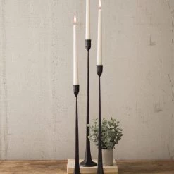 Kalalou Cast Iron Candlestick Trio