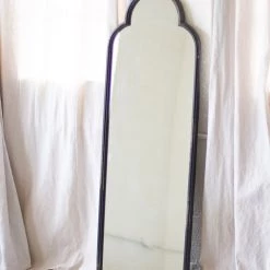Kalalou Antique Black Iron Mirror With Arched Top Decor