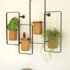 Kalalou Decor Metal Wall Rack With Planters
