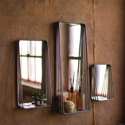 Kalalou Tall Metal Framed Mirrors With Shelves Trio Decor