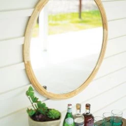 Kalalou Round Wood Frame Mirror