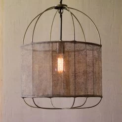 Kalalou Drum Pendant Light With Fabric Shade