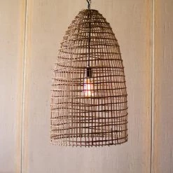 Kalalou Woven Cane Dome Pendant