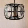 Kalalou Round Black Bamboo Pendant Lamp