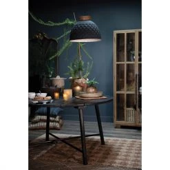 Creative Co-Op Embossed Metal & Mango Wood Pendant Lighting