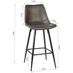 Dovetail Grey Leather Bar Stool Set Of 2