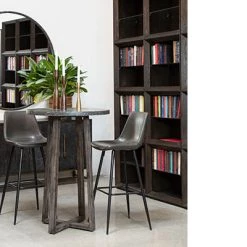 Dovetail Grey Leather Bar Stool Set Of 2