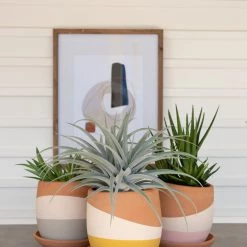 Kalalou Dipped Clay Pot With Saucer Set