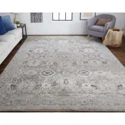 Feizy Macklaine Beige Silver Rug Rugs