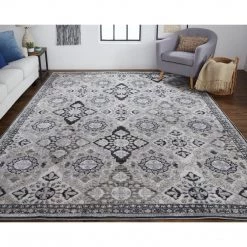 Feizy Macklaine Silver Black Rug Rugs
