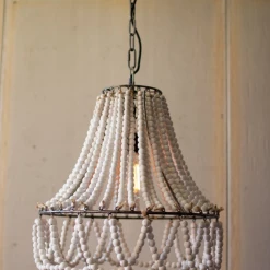 Kalalou Wood Beads Pendant Light Lighting
