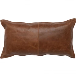 Classic Home Kona Brown Leather Lumbar Pillow Decor