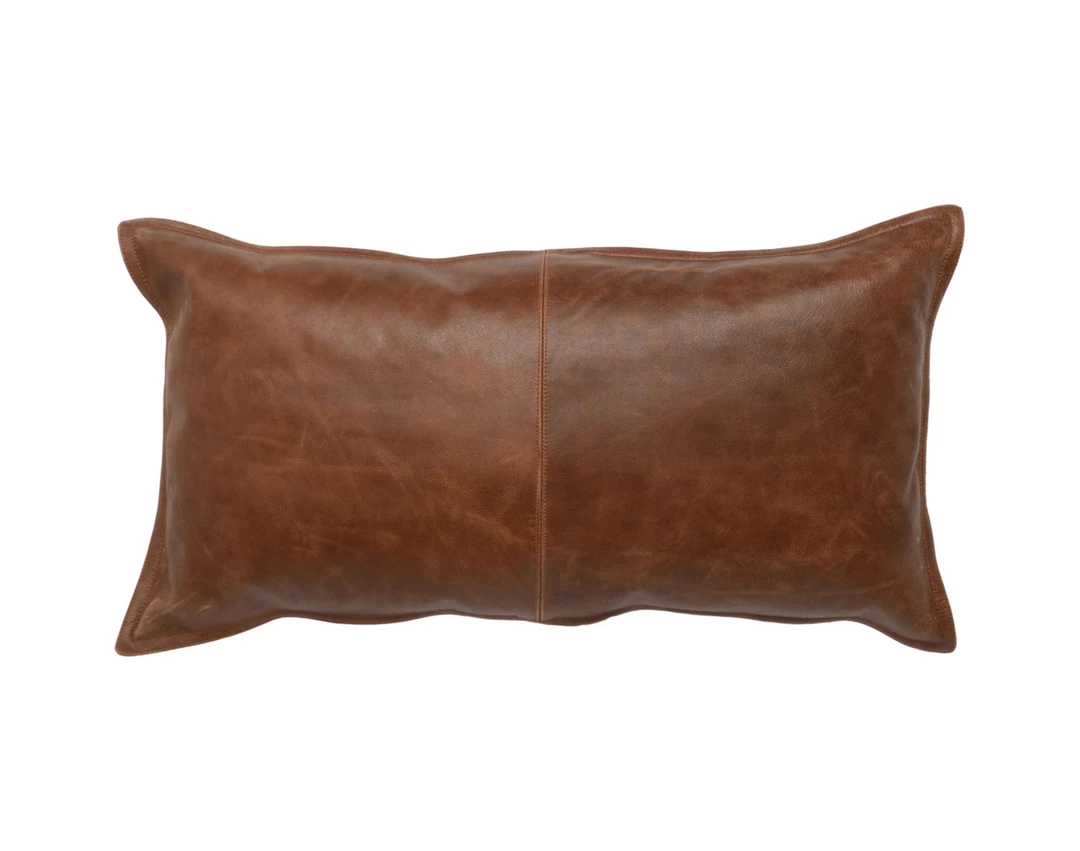 Classic Home Kona Brown Leather Lumbar Pillow Decor 3 Classic Home Kona Brown Leather Lumbar Pillow Decor