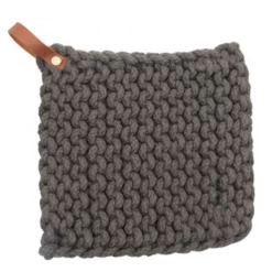 Creative Co-Op New Arrivals Crocheted Pot Holder With Leather Loop