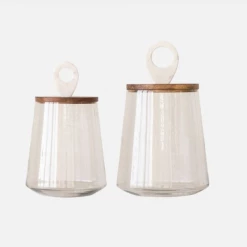 Bloomingville Wood & Marble Canisters Decor