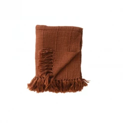 Creative Co-Op New Arrivals Russet Wool Fringe Throw