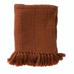 Creative Co-Op New Arrivals Russet Wool Fringe Throw
