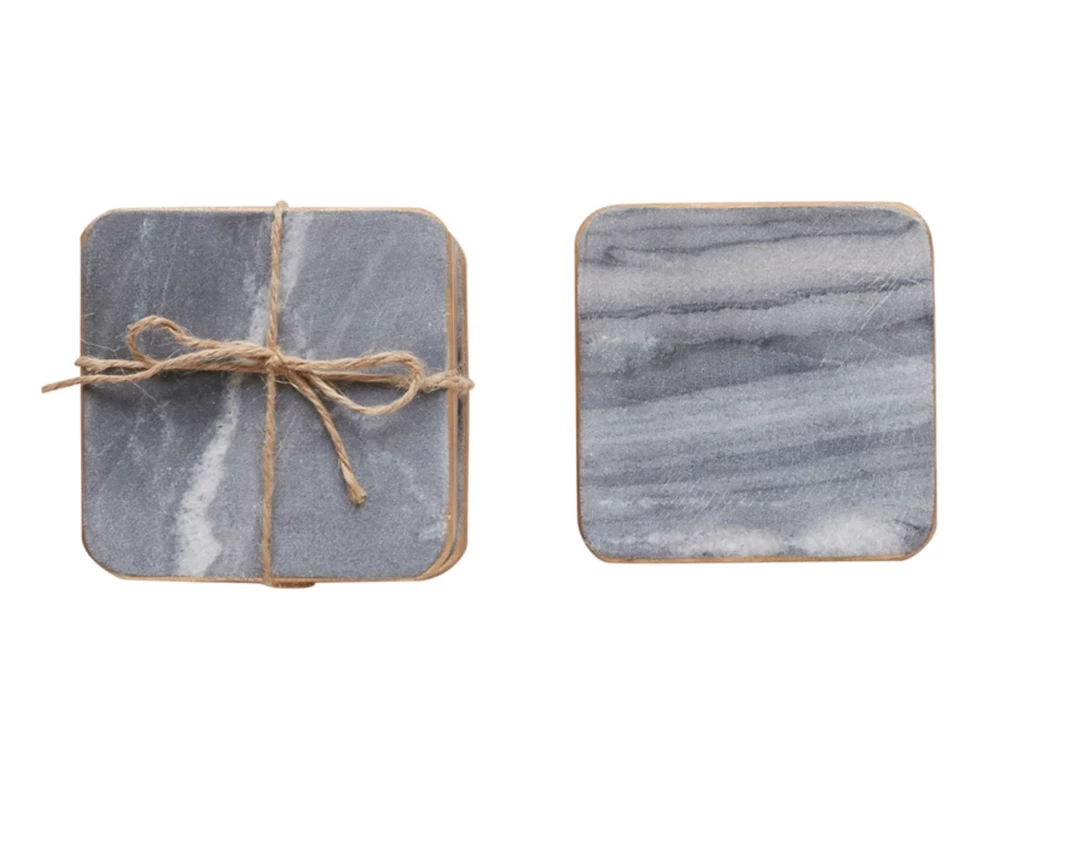 Creative Co-Op Grey Marble Coaster Set New Arrivals 3 Creative Co-Op Grey Marble Coaster Set New Arrivals