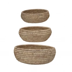 Creative Co-Op Grass And Date Leaf Basket Set