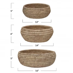 Creative Co-Op Grass And Date Leaf Basket Set