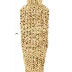 Creative Co-Op Woven Water Hyacinth & Rattan Floor Vase