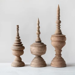 Creative Co-Op Carved Mango Wood Finials