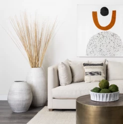 Mercana Reya Pearl White Striped Floor Vase