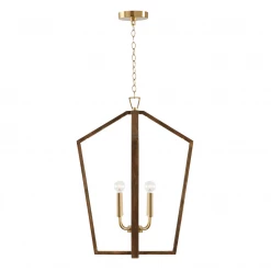 Capital Lighting Liam 4 Light Wood & Brass Pendant New Arrivals