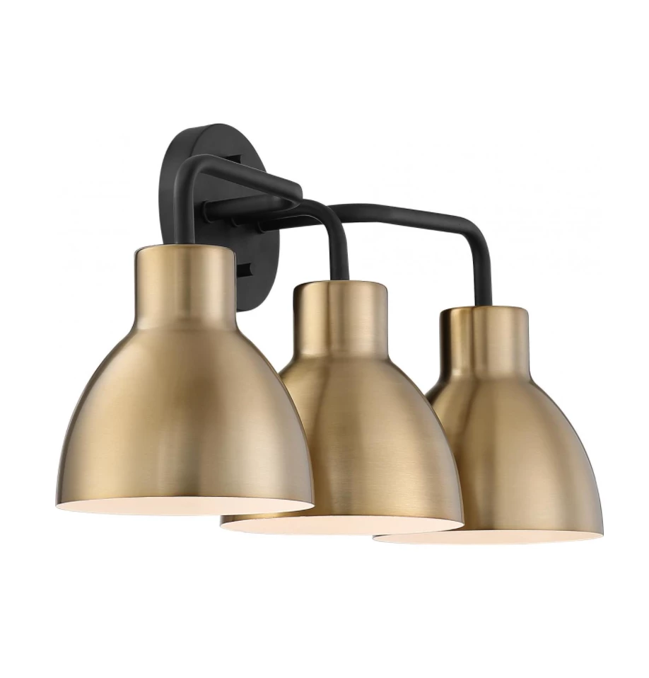 Satco/Nuvo Lighting Naomi Matte Black & Brass Vanity Light 4 Satco/Nuvo Lighting Naomi Matte Black & Brass Vanity Light
