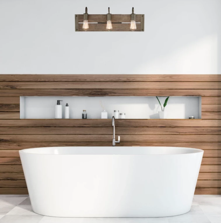 Satco/Nuvo Lighting Seth Wooden Vanity Light 6 Satco/Nuvo Lighting Seth Wooden Vanity Light