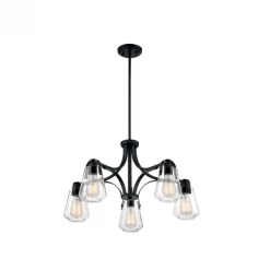 Satco/Nuvo Skye 5 Light Matte Black Chandelier Lighting