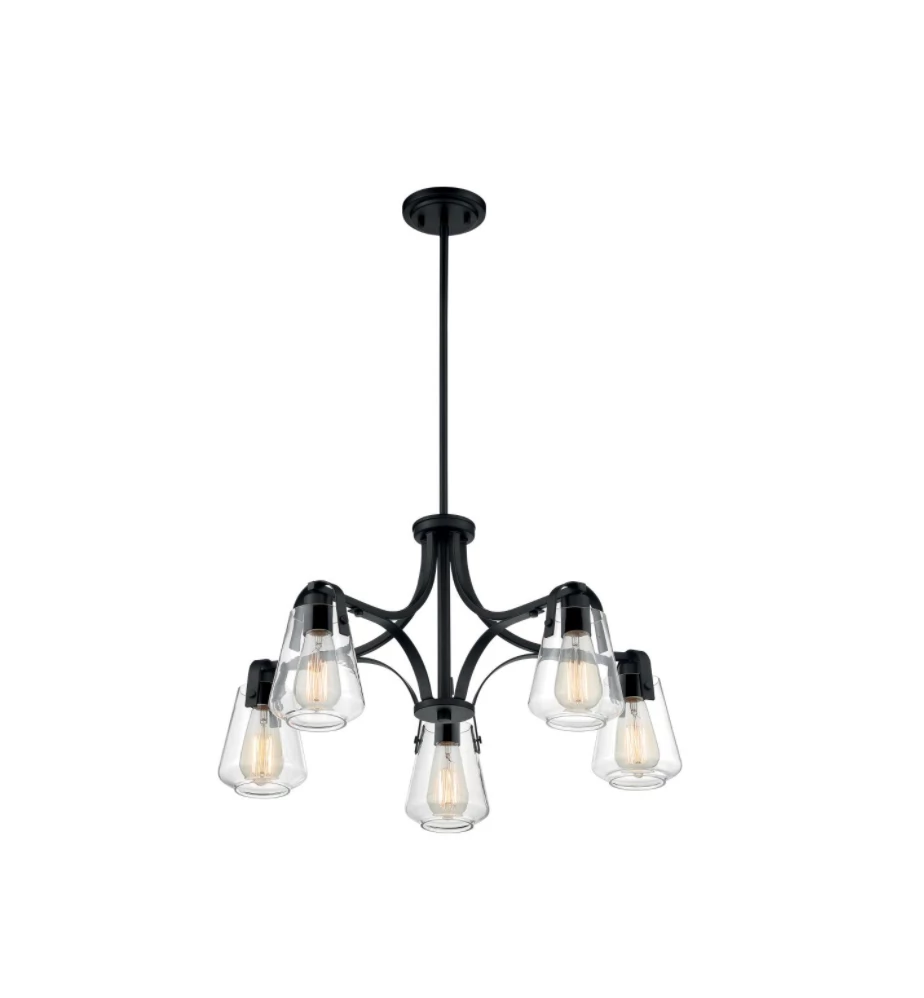 Satco/Nuvo Skye 5 Light Matte Black Chandelier Lighting 4 Satco/Nuvo Skye 5 Light Matte Black Chandelier Lighting