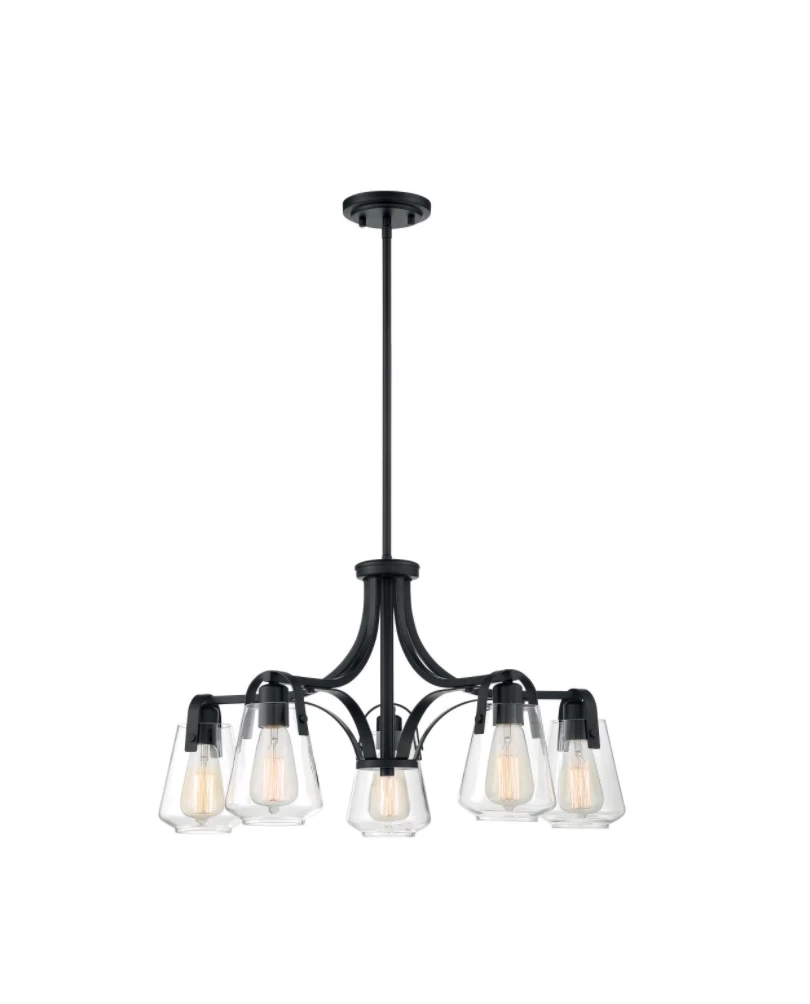 Satco/Nuvo Skye 5 Light Matte Black Chandelier Lighting 3 Satco/Nuvo Skye 5 Light Matte Black Chandelier Lighting