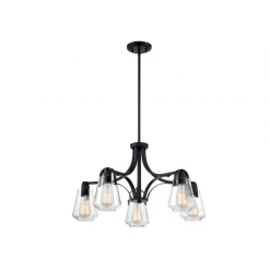 Satco/Nuvo Skye 5 Light Matte Black Chandelier Lighting 7 Satco/Nuvo Skye 5 Light Matte Black Chandelier Lighting